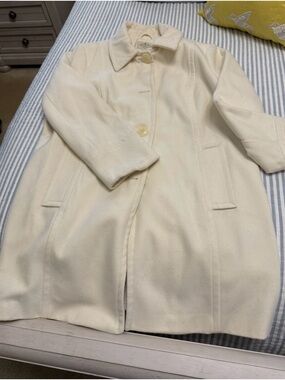 Cream Single-Breasted Wool-Blend Pea Coat